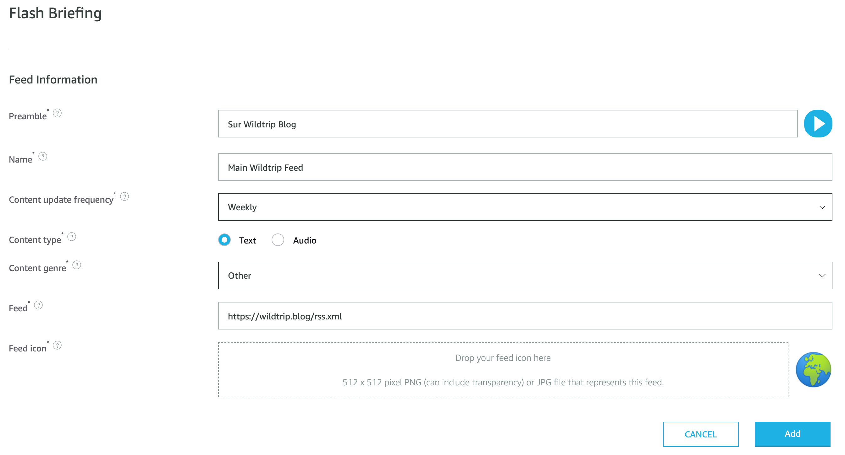 Flash Briefing formulaire