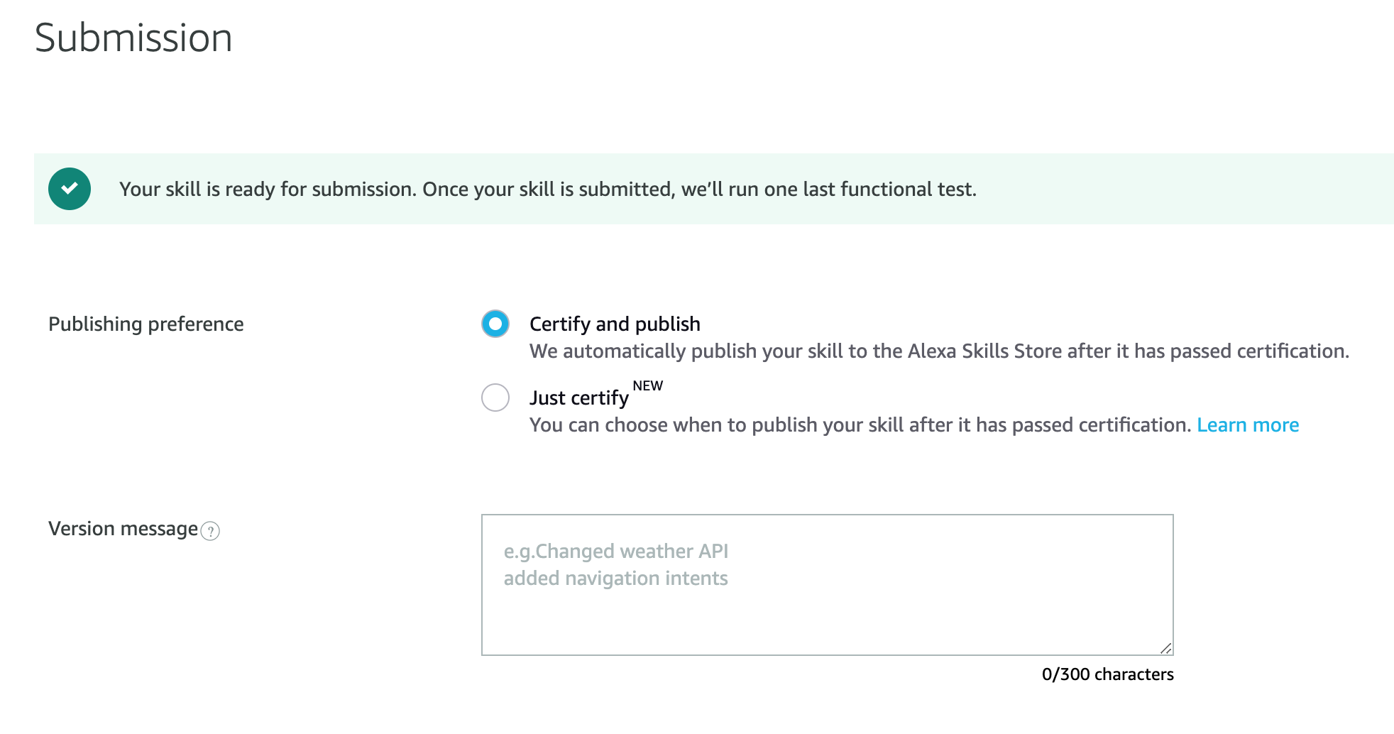 Skill ready to be submitted